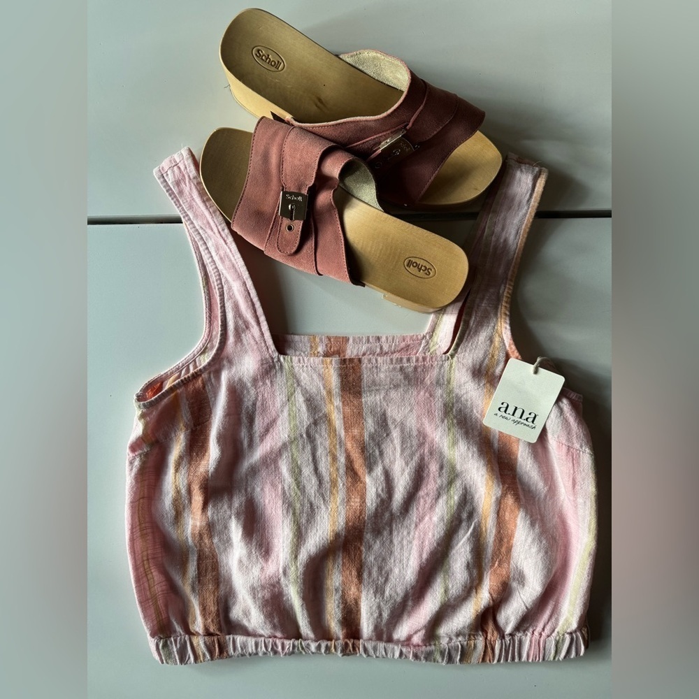 a.n.a NWT Pink and Brown Striped crop tank Top - Picture 5 of 7
